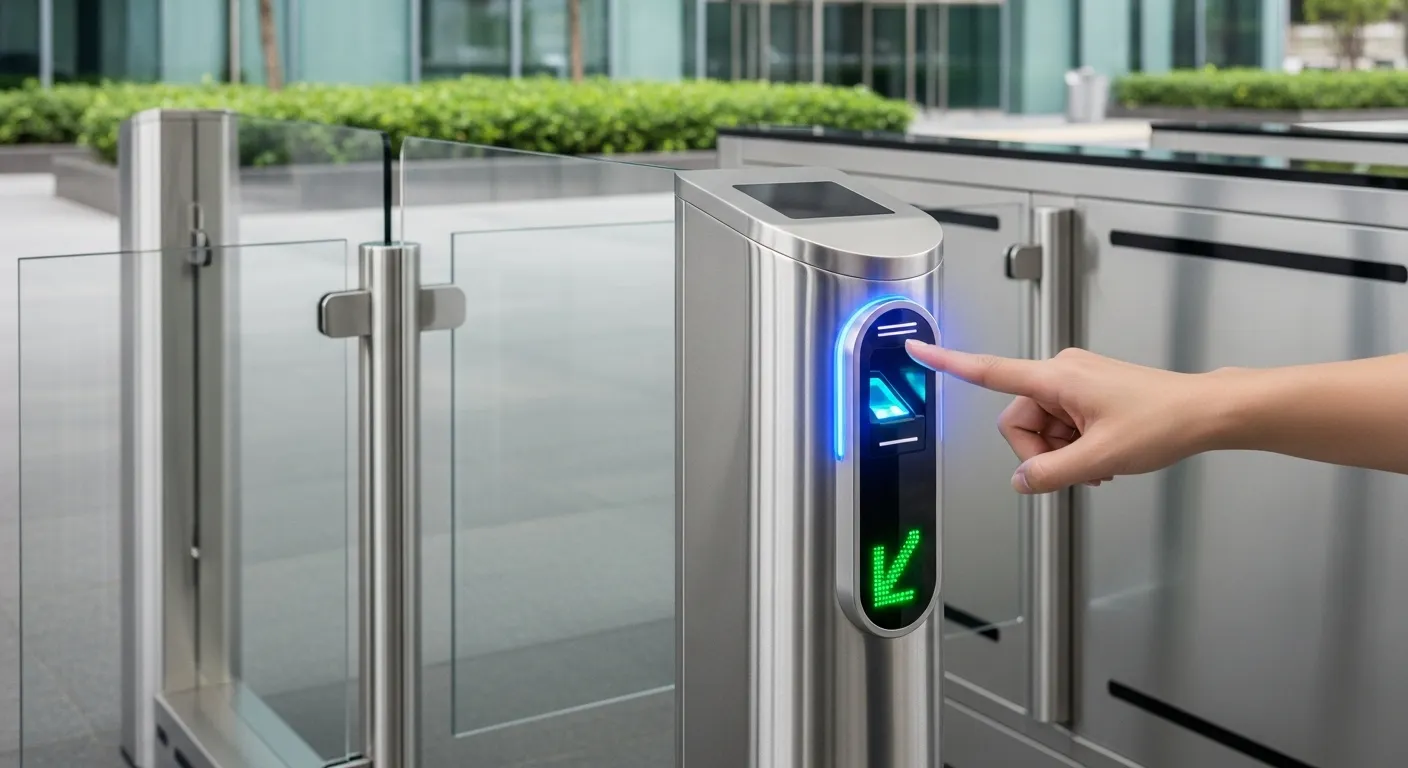 biometric pedestrian access gate with fingerprint scanner