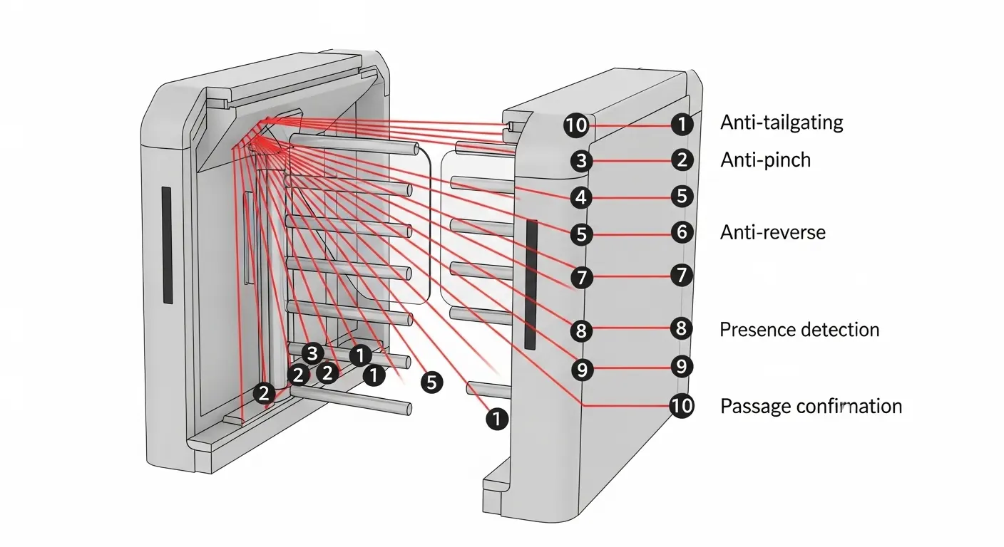 turnstile gate safety sensors